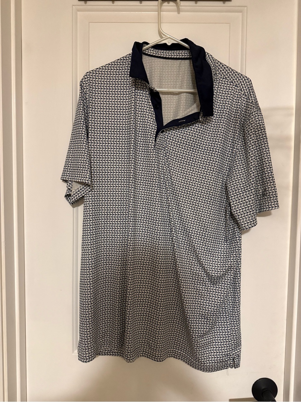 Men's Short Sleeve Polo Shirt in Navy/White